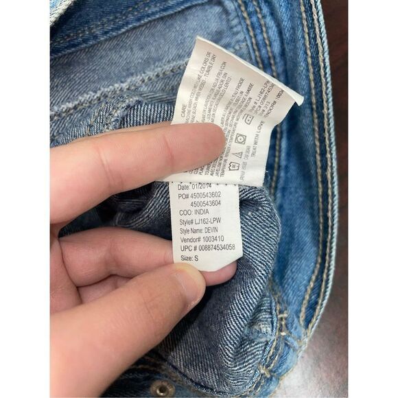 L.e.i. Button Up American Flag Devin Denim Cropped Vest Size Small - Picture 6 of 6